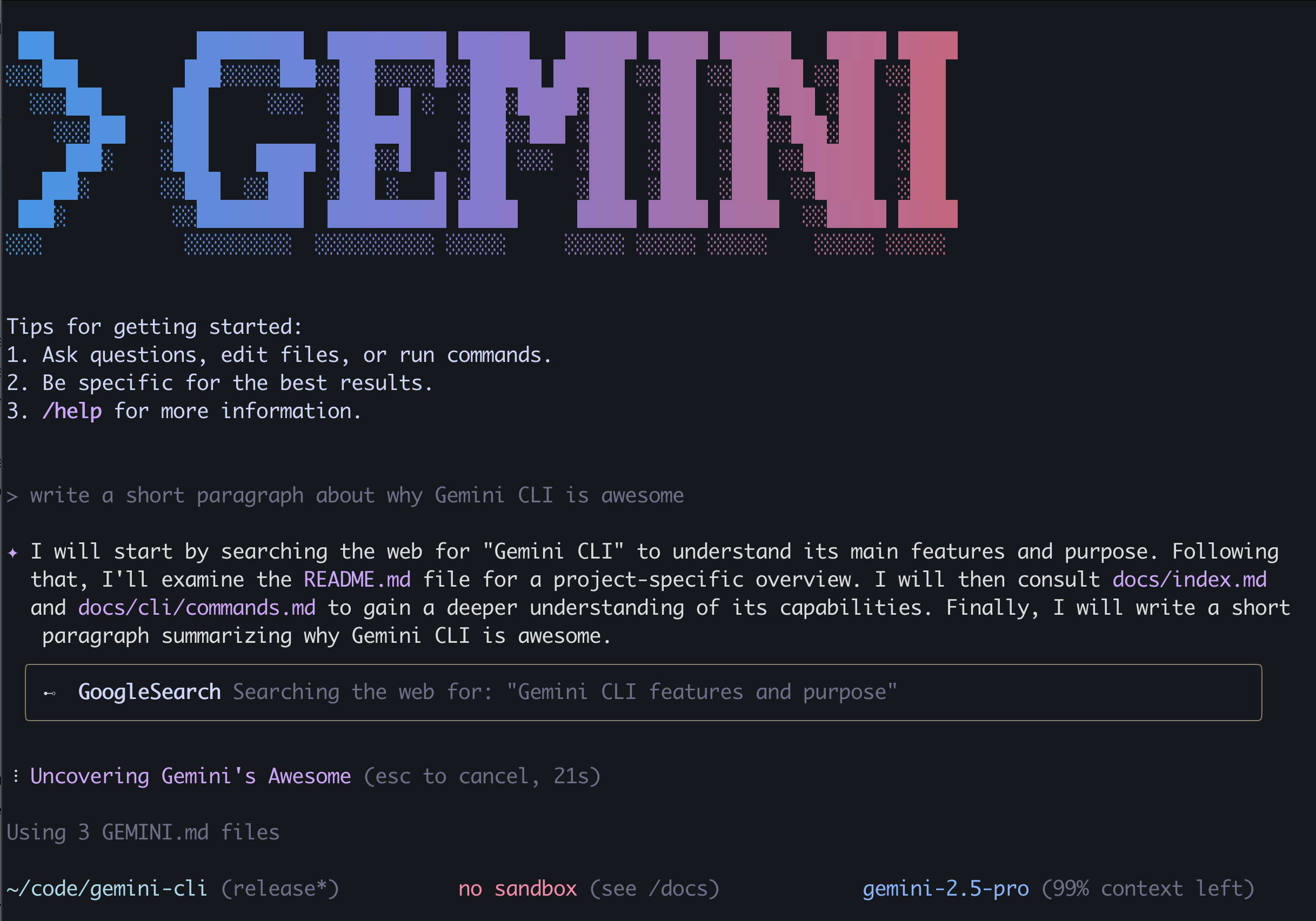 Gemini-cli 本地安装及体验